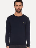 Suéter Lacoste Masculino Classic Fit Gola Redonda Lisa Logo Azul Marinho