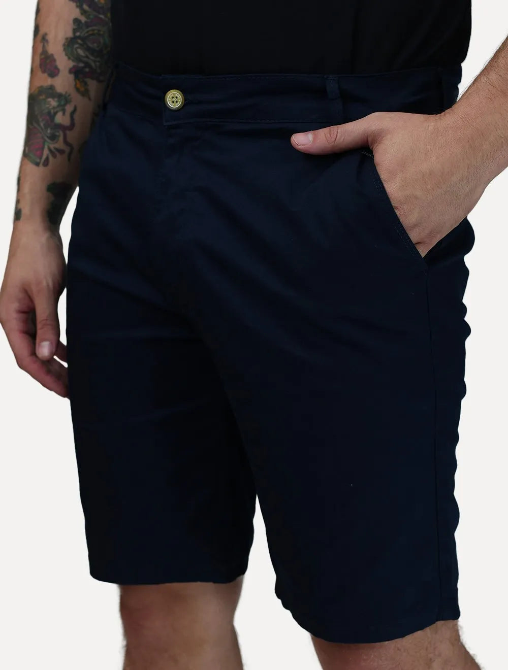 Bermuda King & Joe Masculina Slim Sarja Azul Marinho