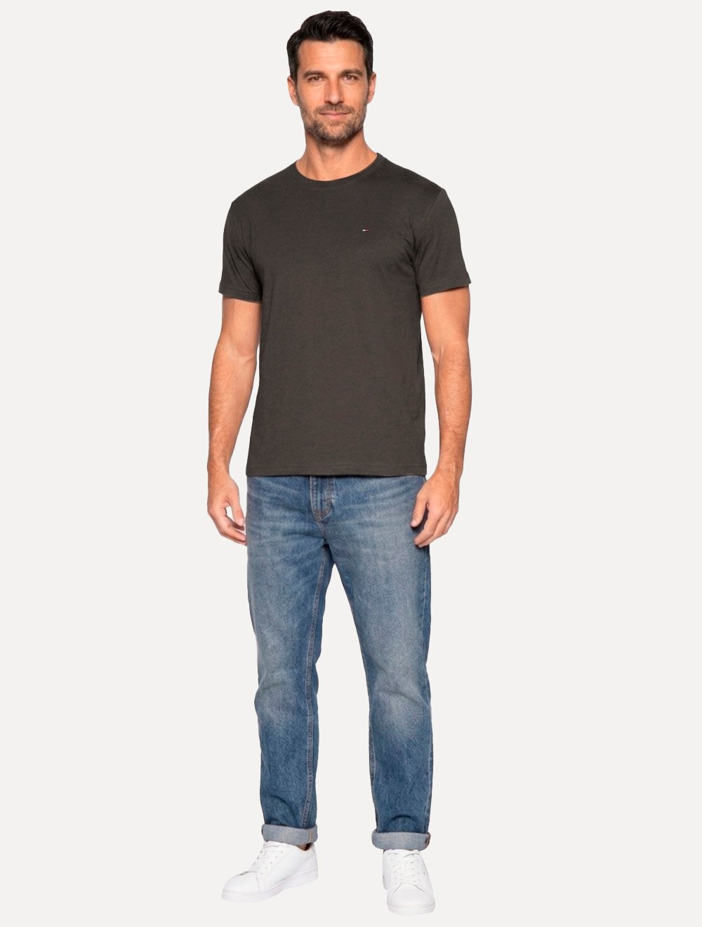 Camiseta Tommy Hilfiger Masculina Essential Cotton Marrom Escuro