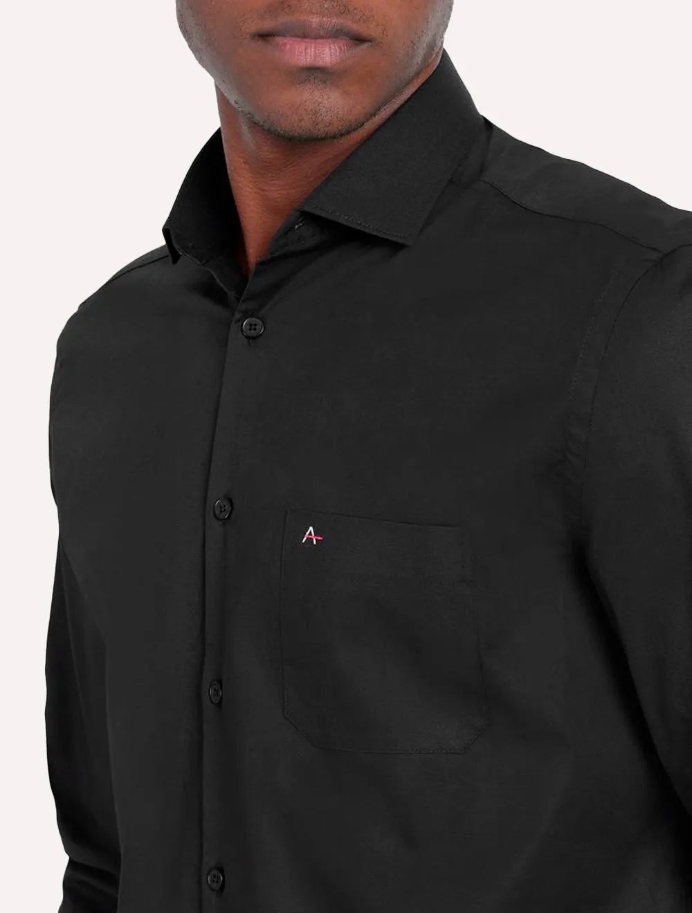 Camisa Aramis Masculina Regular Tricoline Stretch Pocket Preta