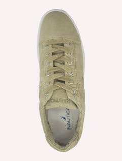 Tênis Nautica Masculino Texitil Recorte Logo Fanton Caqui Claro