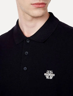 Polo John John Masculina Logo Transfer Preta