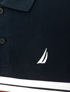 Polo Nautica Piquet Duo Sash Sail Logo Sail Marinho/Vermelha