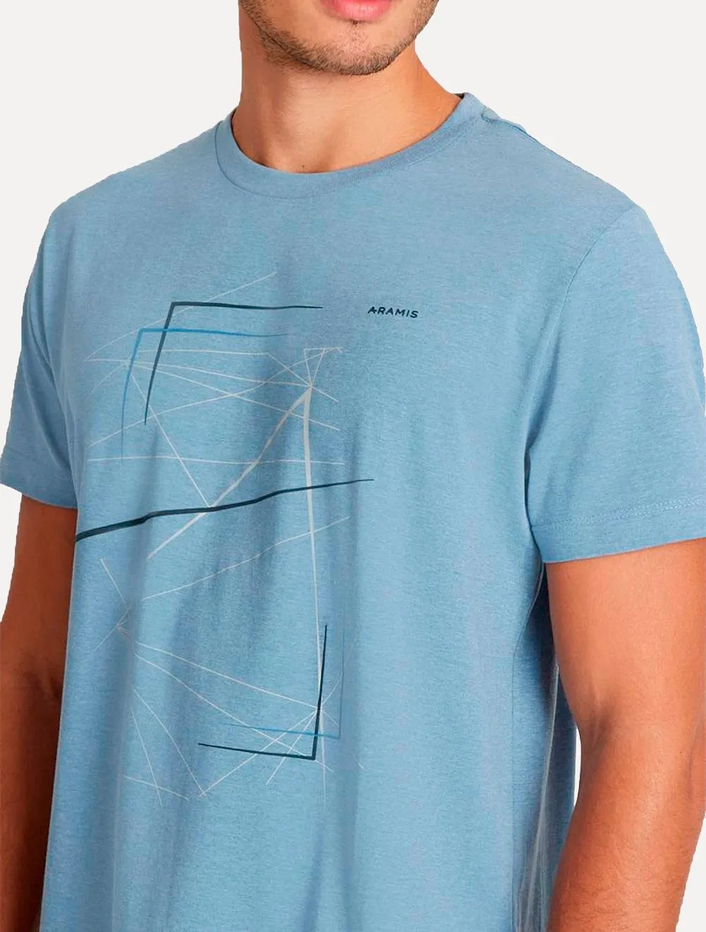 Camiseta Aramis Masculina Eco Pet Estampa Vertices Azul Mescla