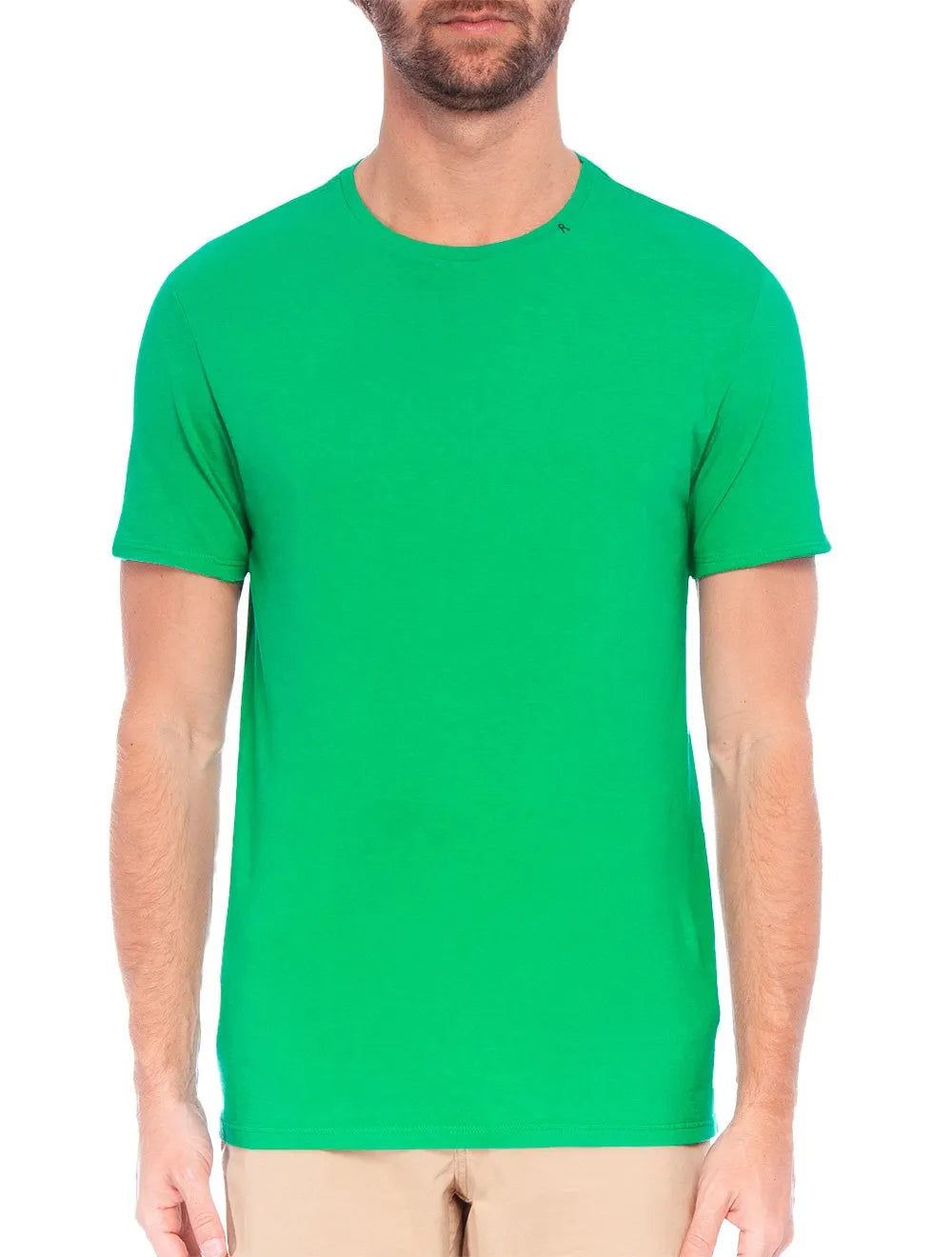 Camiseta Replay Masculina Basic Crewneck Logo Verde