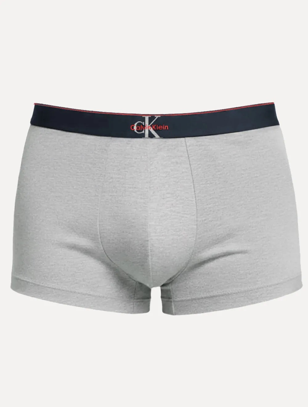 Cueca Calvin Klein Low Rise Trunk Cotton New Re Issue Red Logo Cinza Mescla
