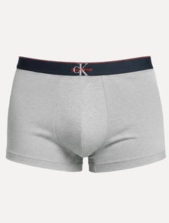 Cueca Calvin Klein Low Rise Trunk Cotton New Re Issue Red Logo Cinza Mescla