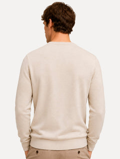 Suéter Tommy Hilfiger Masculino Crewneck Essential Cotton Areia Claro