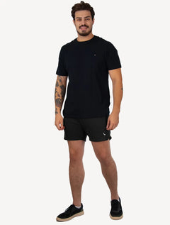 Bermuda Reserva Masculina Moletom Malha Textura Waffle Preta