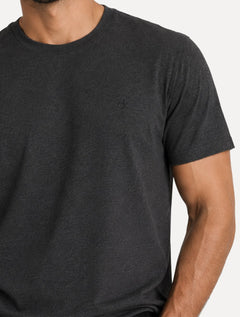 Camiseta Calvin Klein Manga Curta Masculina Mono Logo Ribana Gola Chumbo