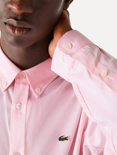 Camisa Lacoste Masculina Regular Premium Cotton Rosa Claro