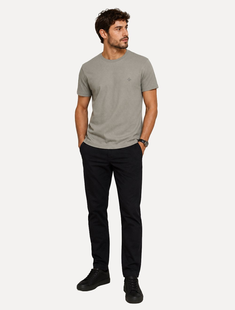Camiseta Dudalina Masculina Regular Malha Favor Cinza Médio