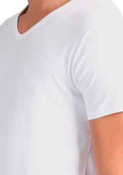 Camisetas Tommy Hilfiger Masculinas Classic V-Neck Brancas Pack 3UN