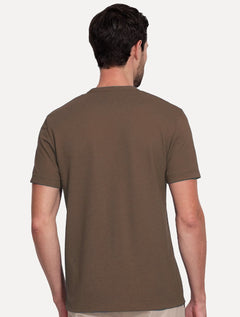 Camiseta Aramis Masculina Regular Piquet Gola Portuguesa Marrom Escuro