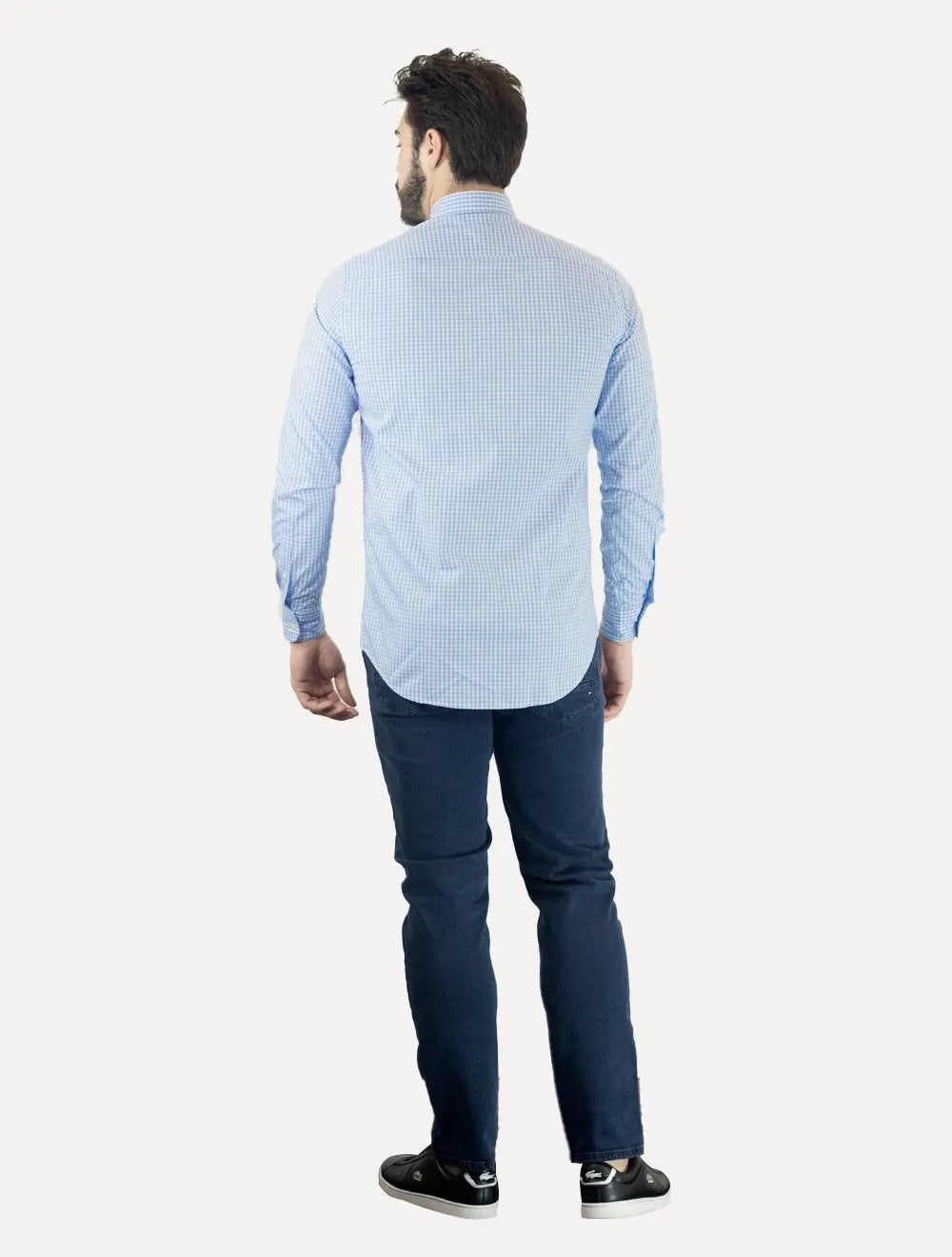Camisa Tommy Hilfiger Masculina Xadrez Gingham Branca/Azul