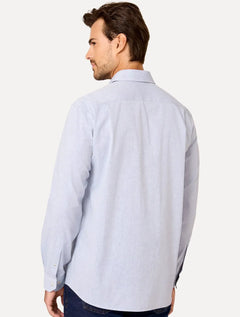 Camisa Dudalina Masculina Comfort Superfine Cotton Melange Azul Médio