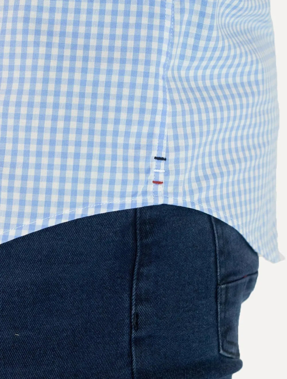 Camisa Tommy Hilfiger Masculina Xadrez Gingham Branca/Azul
