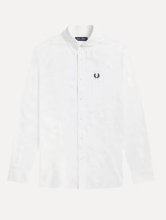 Camisa Fred Perry Masculina Oxford Pocket Black Logo Branca