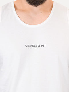 Regata Calvin Klein Jeans Masculina Front Logo Neck Stripe Branca