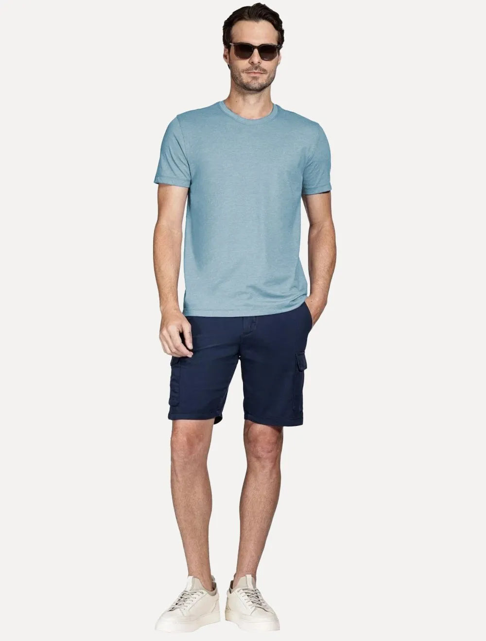Camiseta Aramis Masculina Basic Lisa Mono Icon Azul Mescla