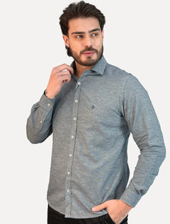 Camisa Dudalina Masculina Slim Fit Superfine Cotton Striped Azul Marinho