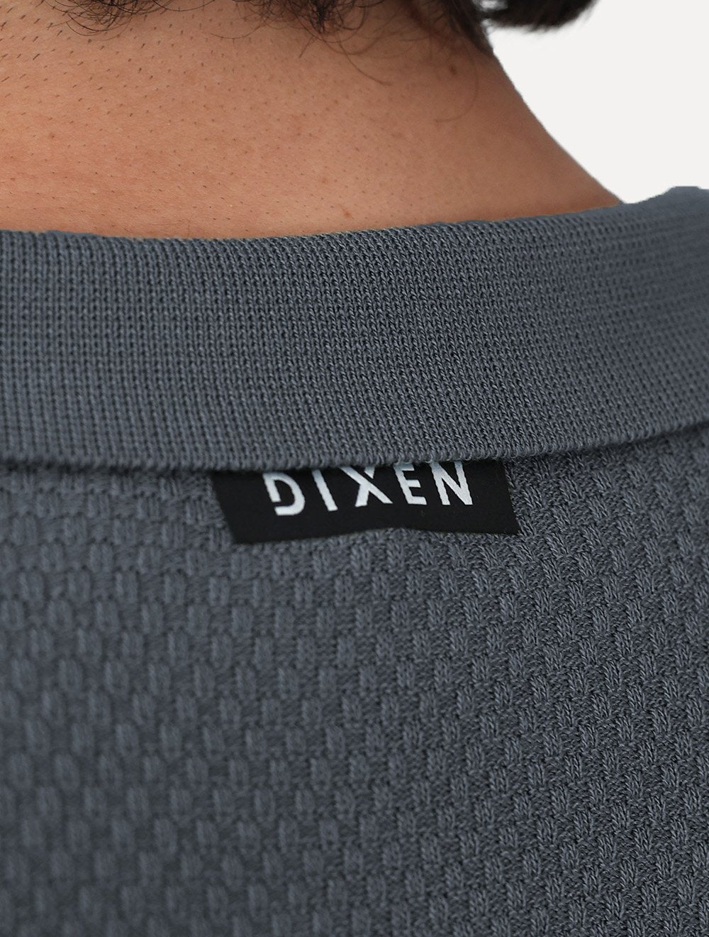 Polo Dixen Masculina Tricot Manga Curta Cinza