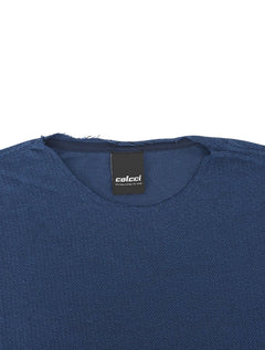 Moletom Colcci Crewneck Texture Refile Azul Marinho Mescla
