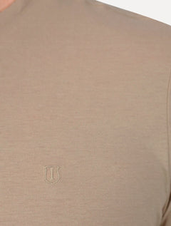 Camiseta Individual Masculina Comfort Pima Soft Touch Logo Marrom Claro