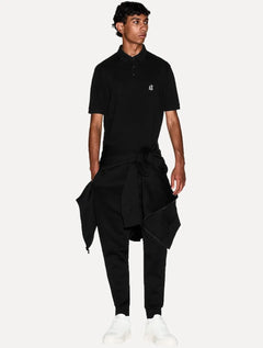 Polo Armani Exchange Masculina Regular Fit Logo Icon AX Preta