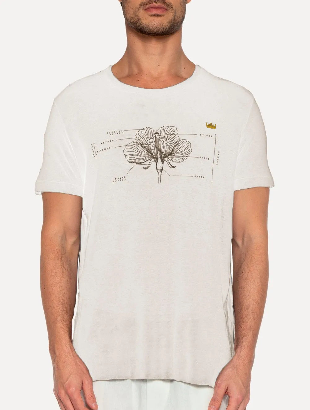Camiseta Osklen Masculina Regular Vintage Viscose-e Flower Parts Off-White