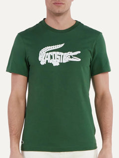 Camiseta Lacoste Masculina Regular Sport Dry Print Logo Verde Escuro