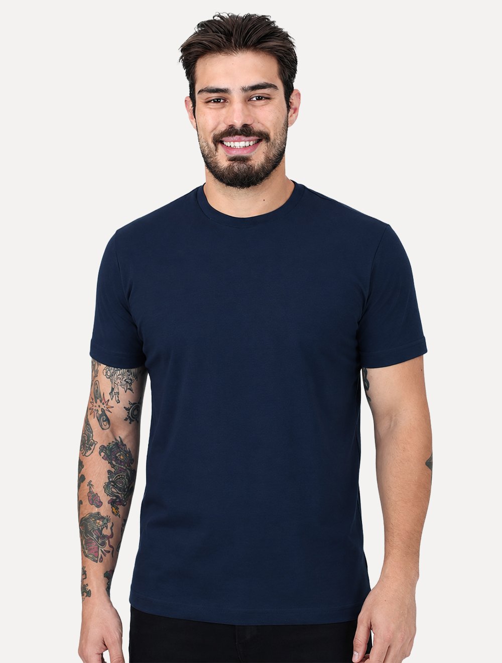 Camiseta K&J Black Premium Egípcio Flex Slim Azul Marinho