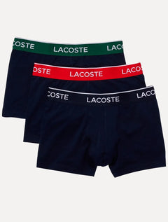 Cuecas Lacoste Boxer Casual Jersey Red Color Signature Azul Marinho Pack 3UN