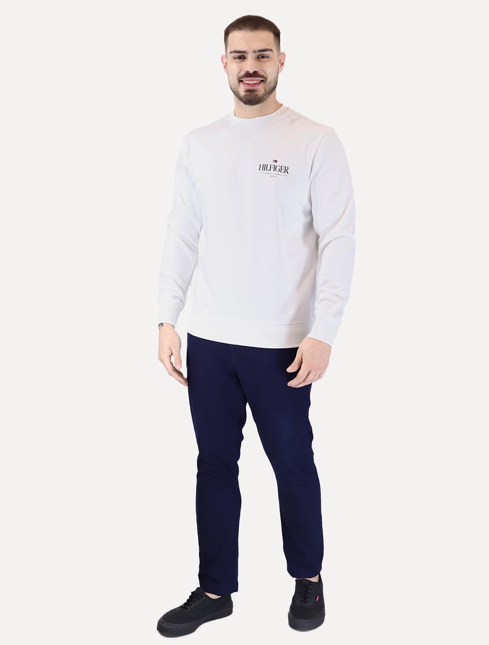 Moletom Tommy Hilfiger Masculino Stacked Sweatshirt Branco