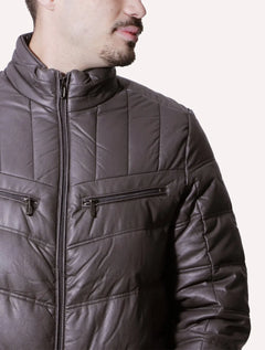 Jaqueta Victory Eagle Masculina PU Leather Bomber Grafite Marrom