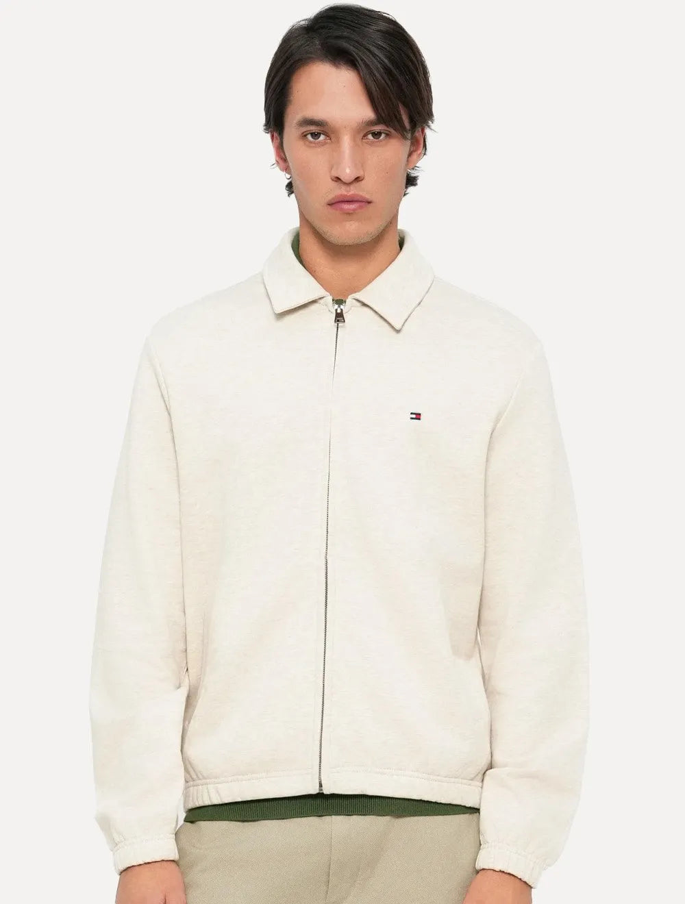 Moletom Tommy Hilfiger Masculino Essential Terry Ivy Zip-Thru Cáqui Claro