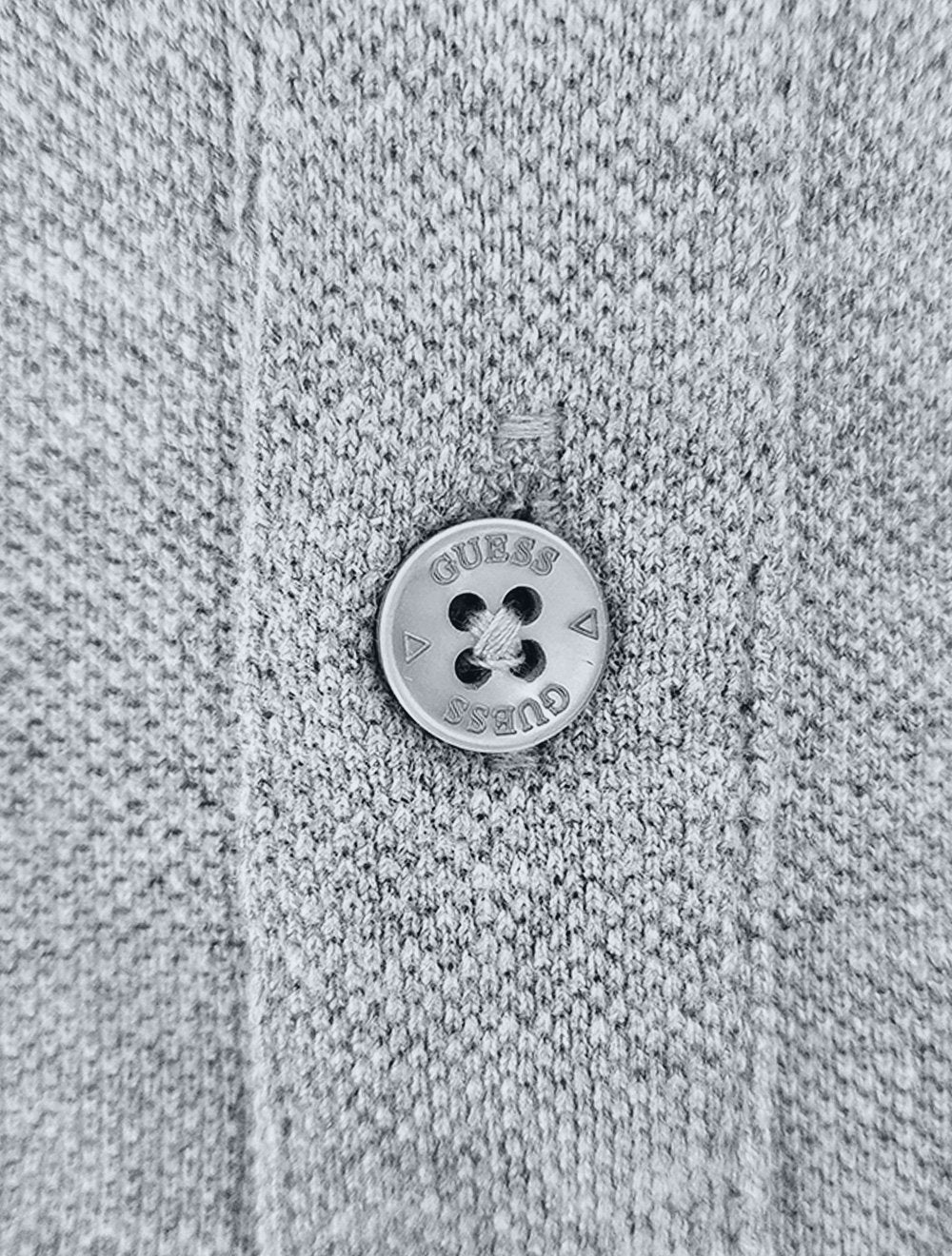 Polo Guess Masculina Piquet Frieze Logo Bordado Cinza Mescla