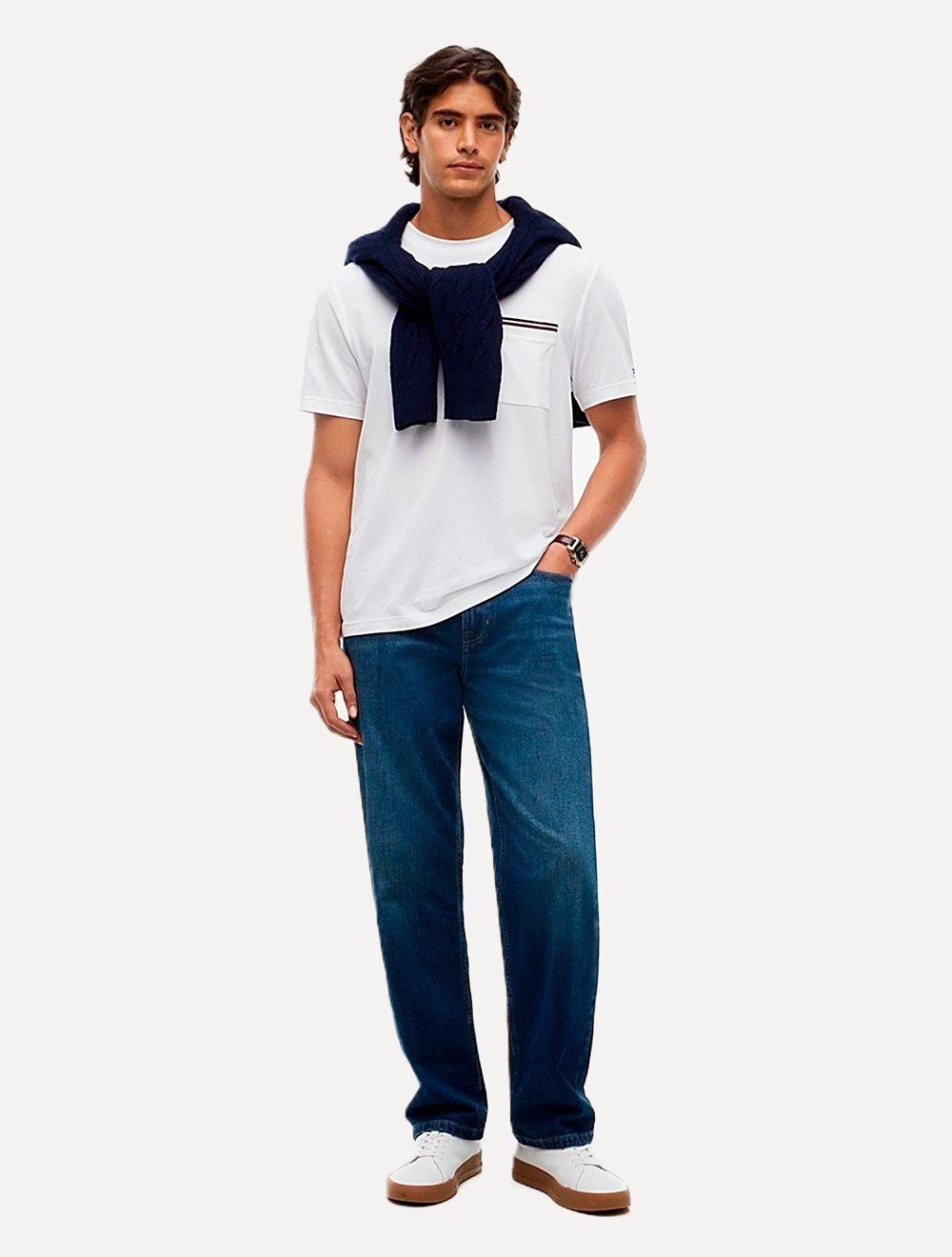 Camiseta Tommy Hilfiger Masculina Regular Piquet Pocket Branca
