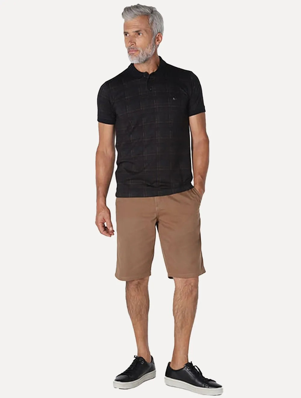 Bermuda Aramis Masculina Sarja Chino Cós Chambray Caqui