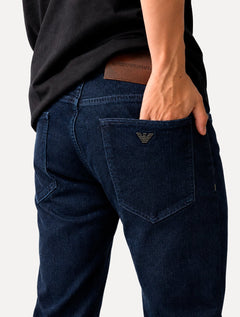 Calça Jeans Empório Armani Masculina J06 Slim Fit Low Waist Azul Escuro