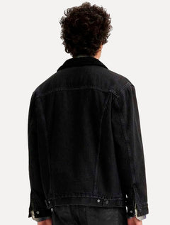 Jaqueta Levis Jeans Masculina Trucker Relaxed Sherpa Preta