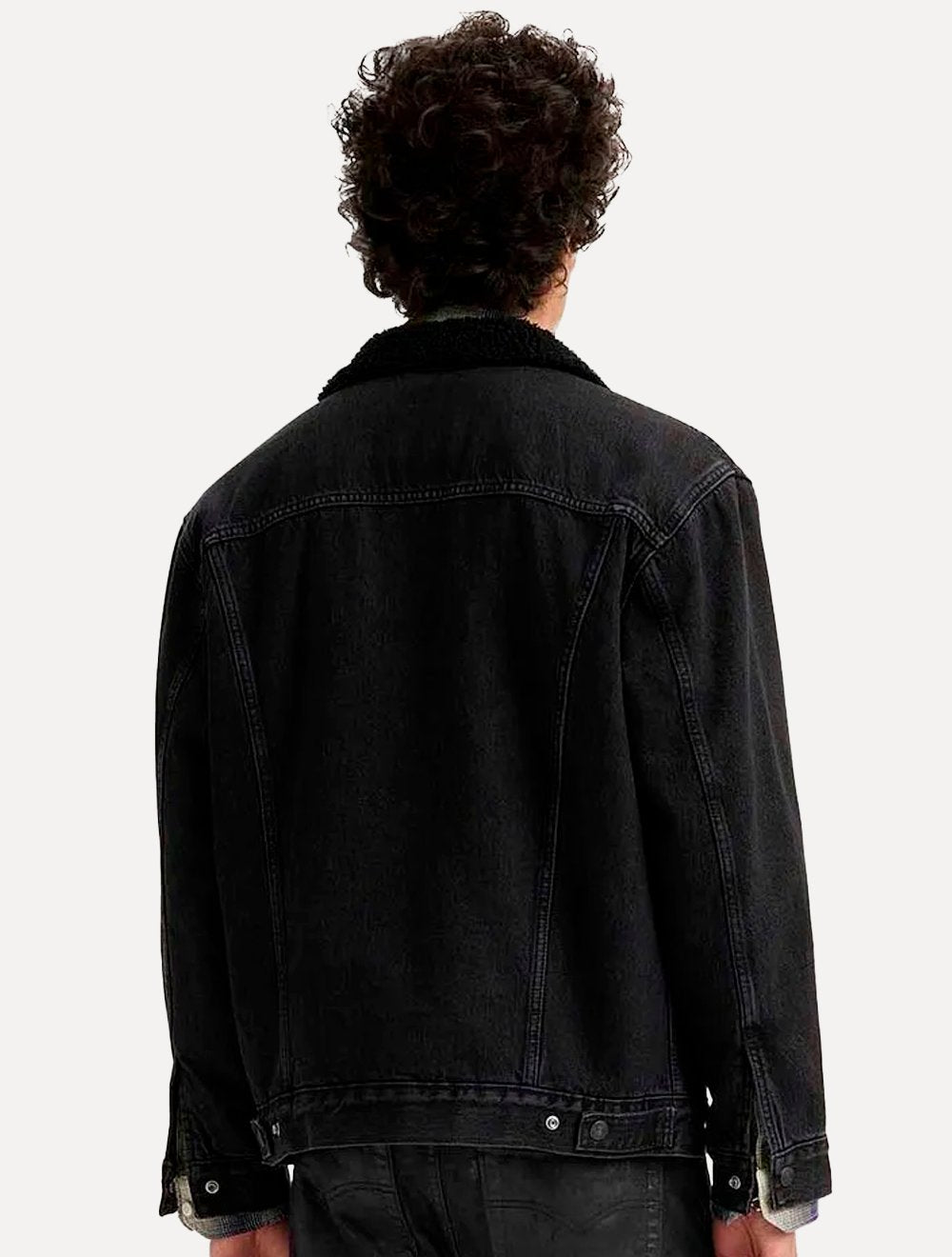 Jaqueta Levis Jeans Masculina Trucker Relaxed Sherpa Preta
