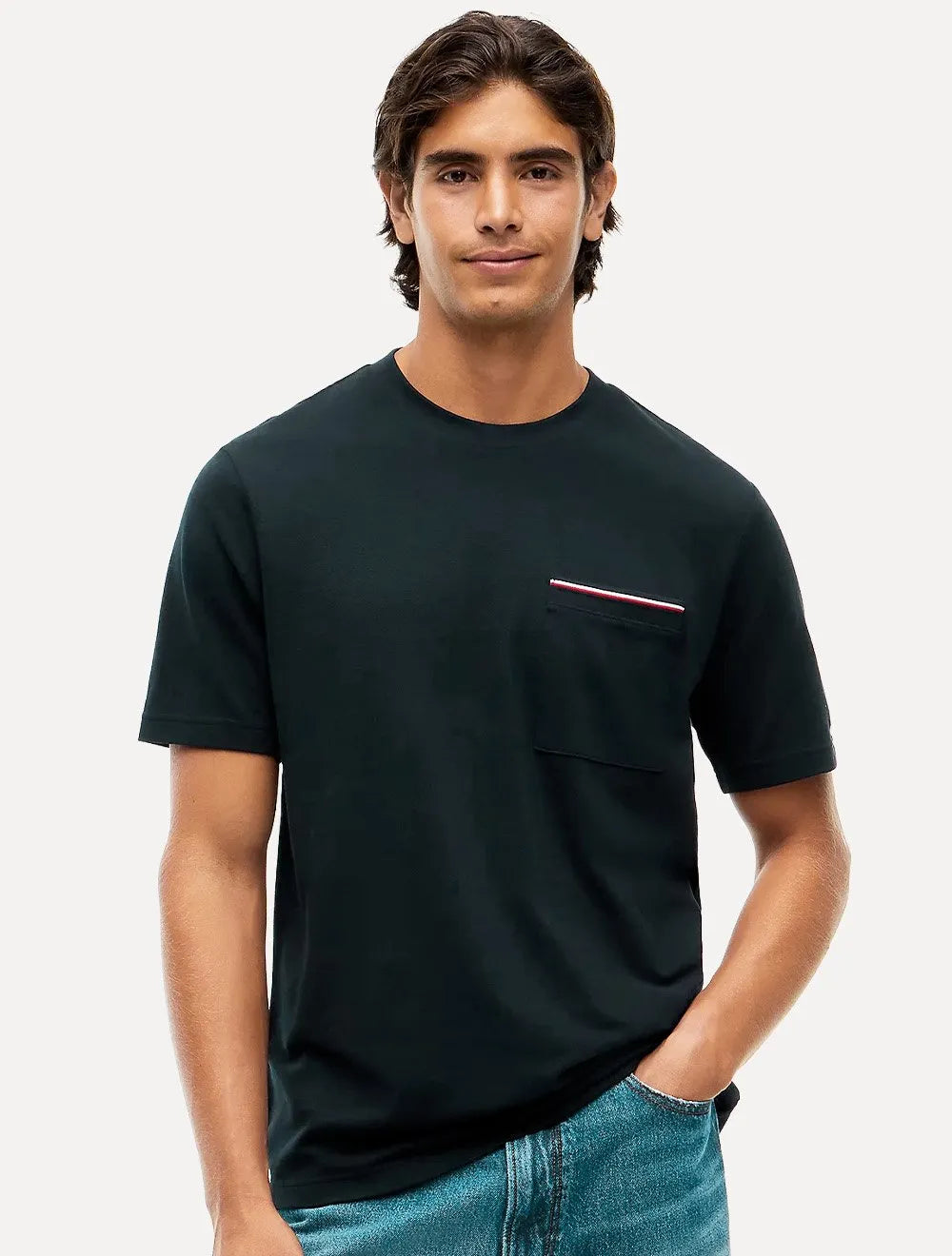 Camiseta Tommy Hilfiger Masculina Regular Piquet Pocket Azul Marinho