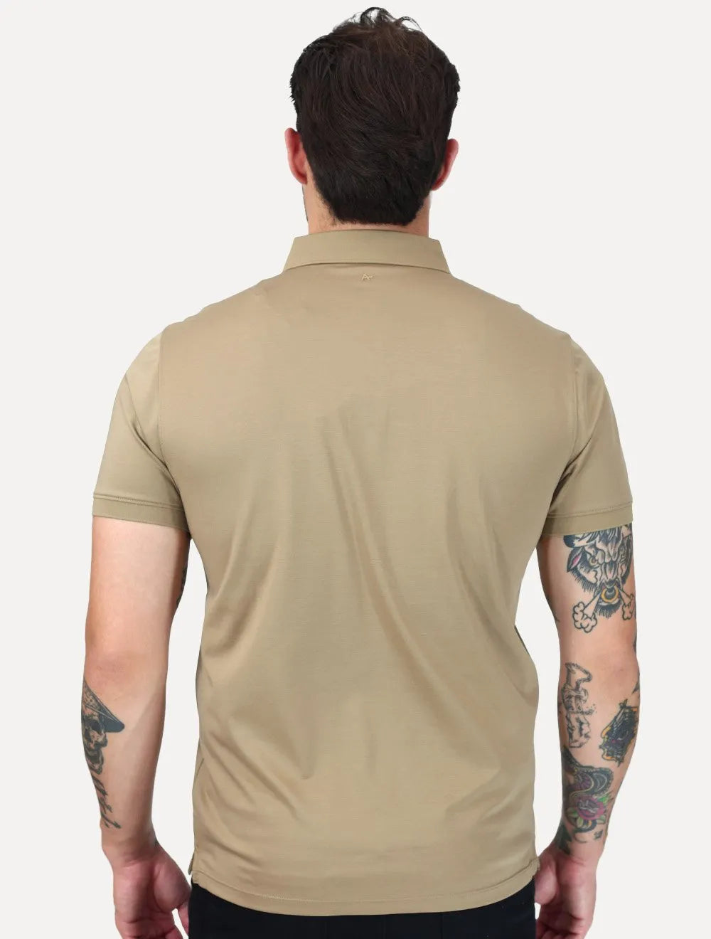 Polo Aramis Masculina Manga Curta Mercerizado Interlock Caqui