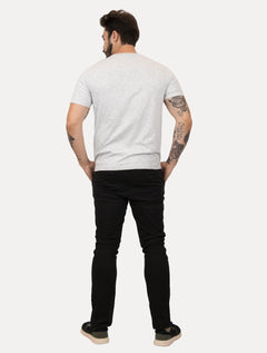 Camiseta Calvin Klein Masculina V-Neck Logo Flamê Cinza Mescla