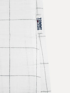 Camisa Tommy Jeans Masculina Manga Curta Regular Xadrez Check Branca