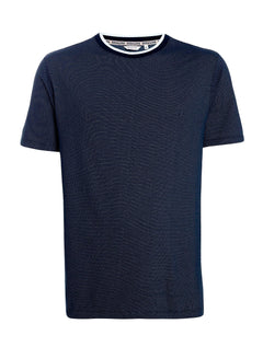 Camiseta Dudalina Regular Retilinea Gola Dots Azul Marinho