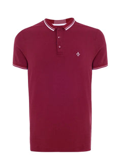 Polo Dudalina Masculina Piquet Melange Gola Listrada Bordô