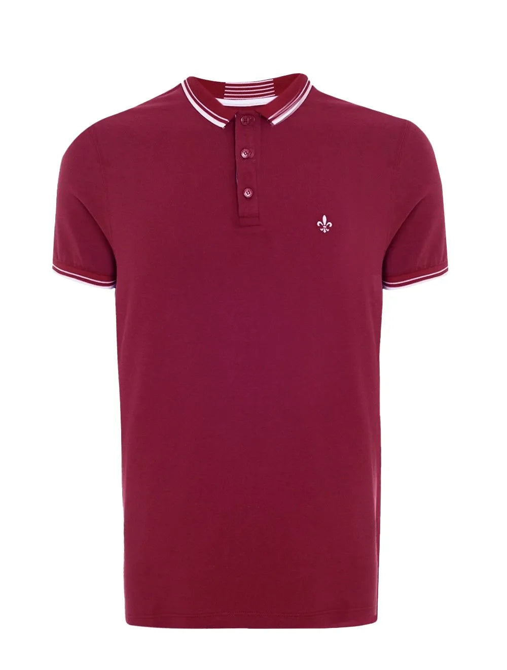 Polo Dudalina Masculina Piquet Melange Gola Listrada Bordô