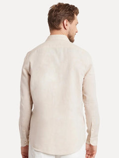 Camisa Aramis Masculina Slim Linho Algodão Areia Mescla
